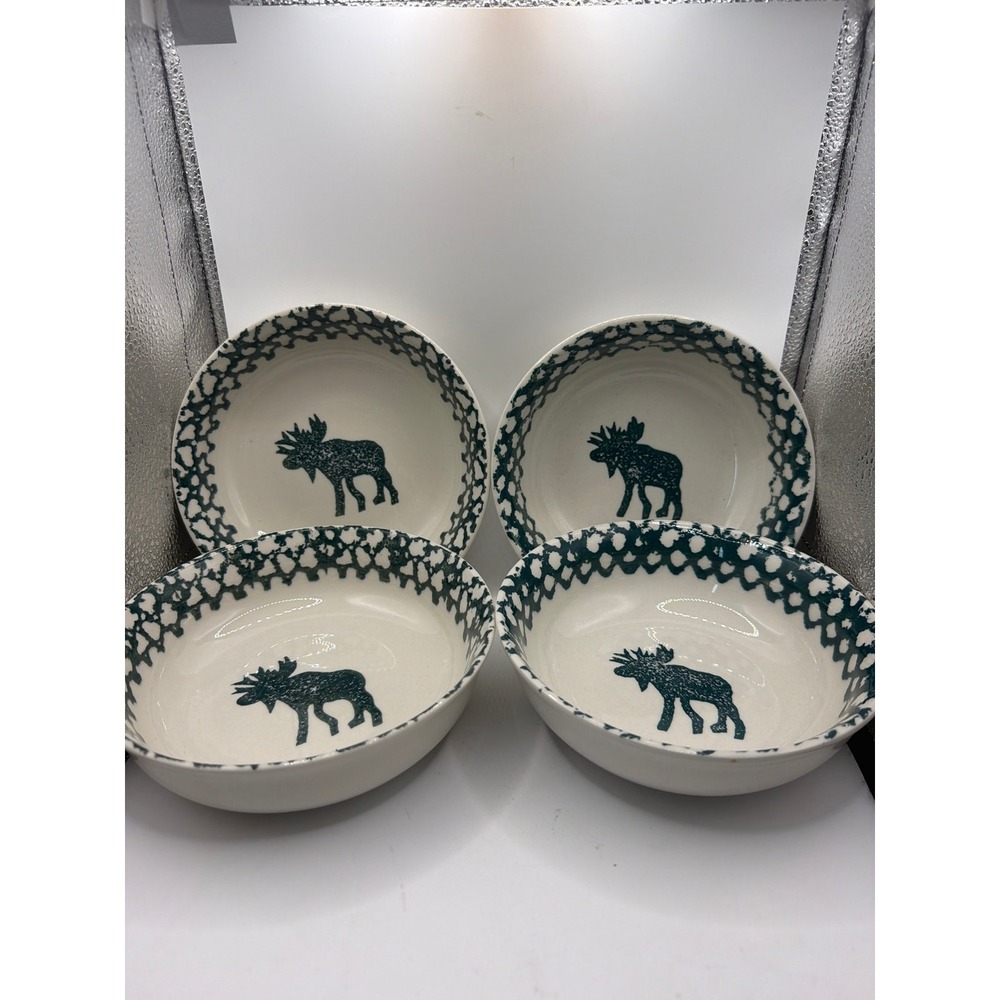 4 FOLK CRAFT Moose Country Bowls 6.5"x2"